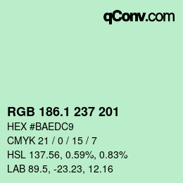 Color code: RGB 186.1 237 201 | qconv.com