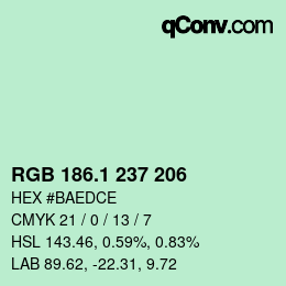 Color code: RGB 186.1 237 206 | qconv.com