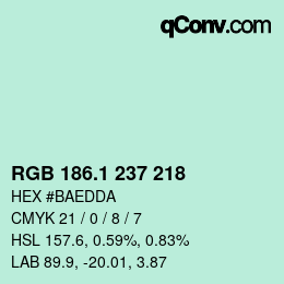カラーコード: RGB 186.1 237 218 | qconv.com