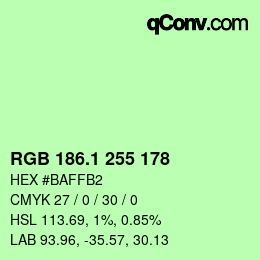 カラーコード: RGB 186.1 255 178 | qconv.com