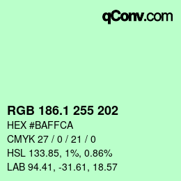 カラーコード: RGB 186.1 255 202 | qconv.com