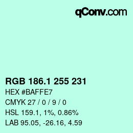 カラーコード: RGB 186.1 255 231 | qconv.com