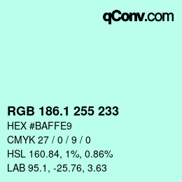 カラーコード: RGB 186.1 255 233 | qconv.com