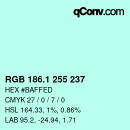 カラーコード: RGB 186.1 255 237 | qconv.com