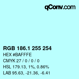 Color code: RGB 186.1 255 254 | qconv.com