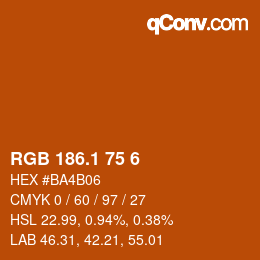 カラーコード: RGB 186.1 75 6 | qconv.com