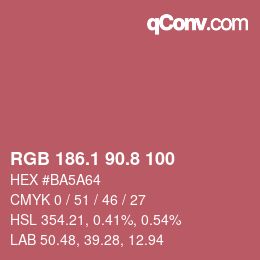 Color code: RGB 186.1 90.8 100 | qconv.com