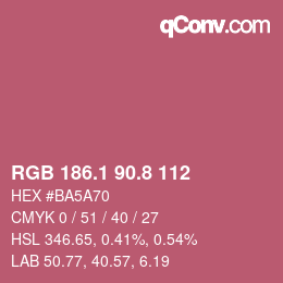 カラーコード: RGB 186.1 90.8 112 | qconv.com