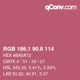 カラーコード: RGB 186.1 90.8 114 | qconv.com