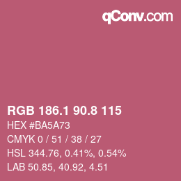 カラーコード: RGB 186.1 90.8 115 | qconv.com