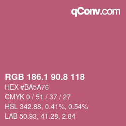 カラーコード: RGB 186.1 90.8 118 | qconv.com