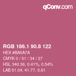 カラーコード: RGB 186.1 90.8 122 | qconv.com