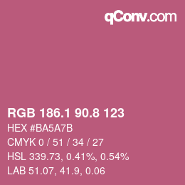 カラーコード: RGB 186.1 90.8 123 | qconv.com
