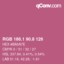 カラーコード: RGB 186.1 90.8 126 | qconv.com