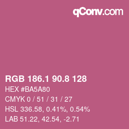 カラーコード: RGB 186.1 90.8 128 | qconv.com
