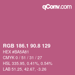 カラーコード: RGB 186.1 90.8 129 | qconv.com