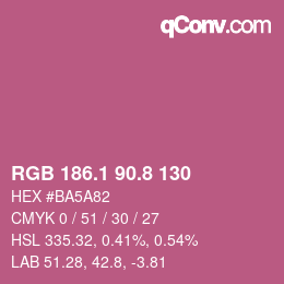 カラーコード: RGB 186.1 90.8 130 | qconv.com