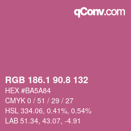カラーコード: RGB 186.1 90.8 132 | qconv.com