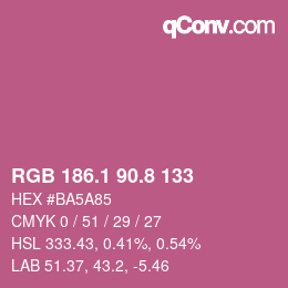 カラーコード: RGB 186.1 90.8 133 | qconv.com