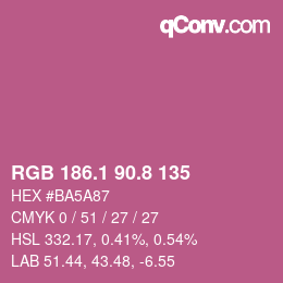 カラーコード: RGB 186.1 90.8 135 | qconv.com