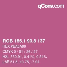 カラーコード: RGB 186.1 90.8 137 | qconv.com