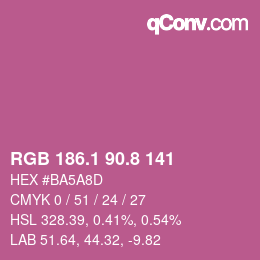 カラーコード: RGB 186.1 90.8 141 | qconv.com