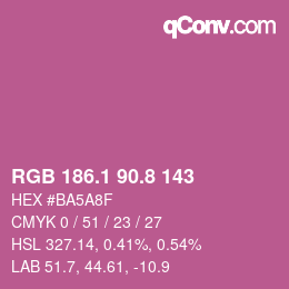 カラーコード: RGB 186.1 90.8 143 | qconv.com