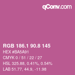 カラーコード: RGB 186.1 90.8 145 | qconv.com