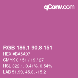 カラーコード: RGB 186.1 90.8 151 | qconv.com