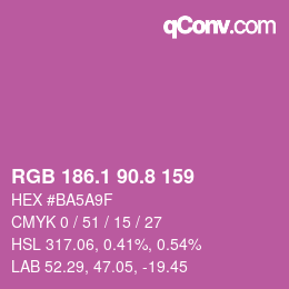 カラーコード: RGB 186.1 90.8 159 | qconv.com