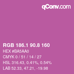 カラーコード: RGB 186.1 90.8 160 | qconv.com
