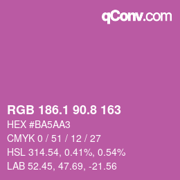 カラーコード: RGB 186.1 90.8 163 | qconv.com