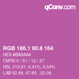 カラーコード: RGB 186.1 90.8 164 | qconv.com