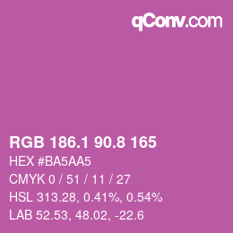 カラーコード: RGB 186.1 90.8 165 | qconv.com