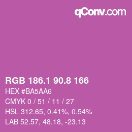 カラーコード: RGB 186.1 90.8 166 | qconv.com