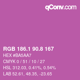 カラーコード: RGB 186.1 90.8 167 | qconv.com
