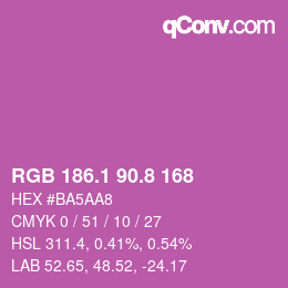 カラーコード: RGB 186.1 90.8 168 | qconv.com
