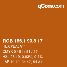 カラーコード: RGB 186.1 90.8 17 | qconv.com
