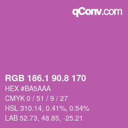 カラーコード: RGB 186.1 90.8 170 | qconv.com
