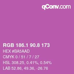 カラーコード: RGB 186.1 90.8 173 | qconv.com