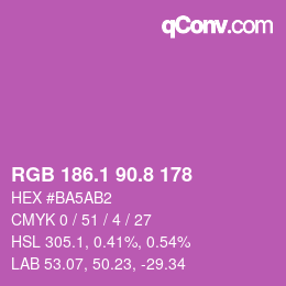 カラーコード: RGB 186.1 90.8 178 | qconv.com