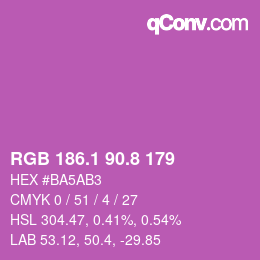 カラーコード: RGB 186.1 90.8 179 | qconv.com