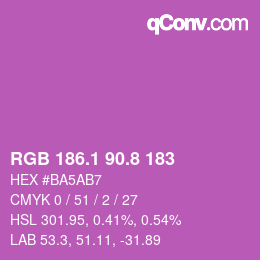 カラーコード: RGB 186.1 90.8 183 | qconv.com