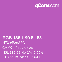 カラーコード: RGB 186.1 90.8 188 | qconv.com