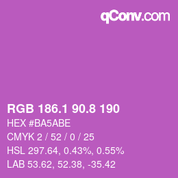 カラーコード: RGB 186.1 90.8 190 | qconv.com