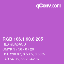 カラーコード: RGB 186.1 90.8 205 | qconv.com