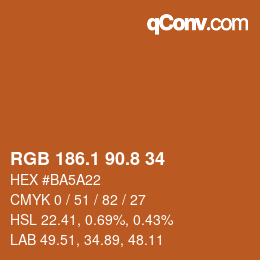 カラーコード: RGB 186.1 90.8 34 | qconv.com