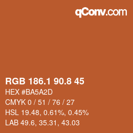 Color code: RGB 186.1 90.8 45 | qconv.com