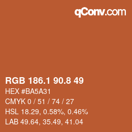 カラーコード: RGB 186.1 90.8 49 | qconv.com