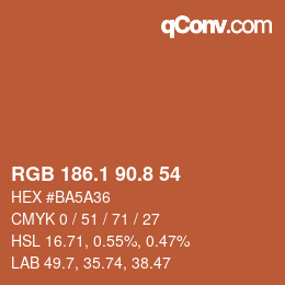 カラーコード: RGB 186.1 90.8 54 | qconv.com